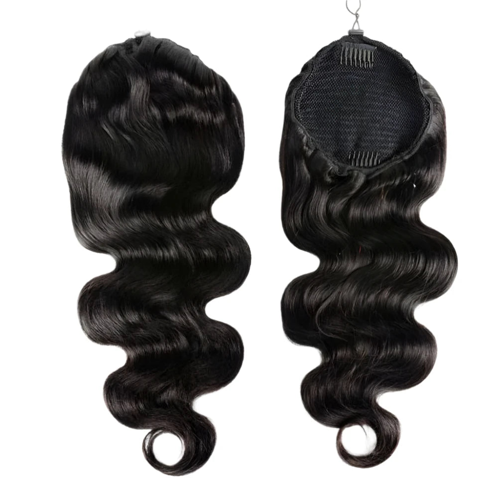 Body Wave Wrap-Around Ponytail Extensions – 100% Brazilian Human Hair