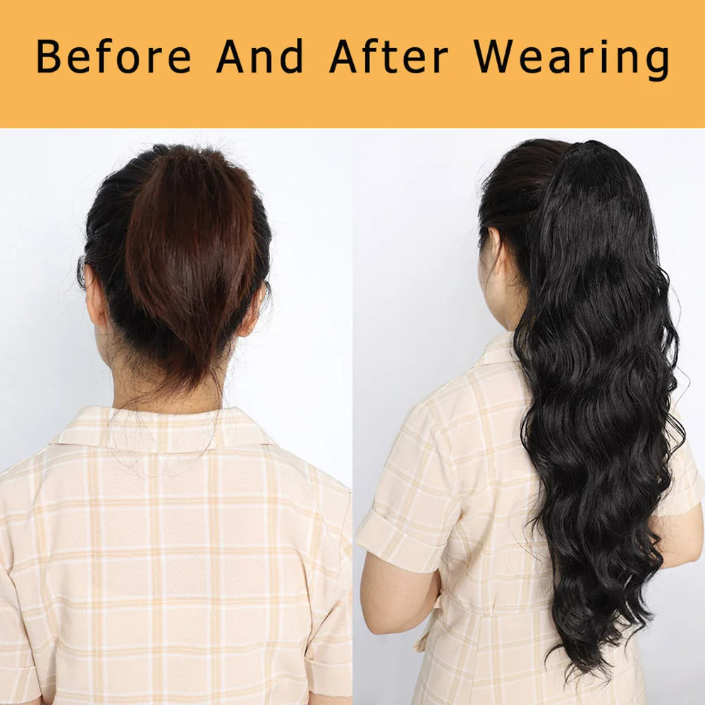 Body Wave Wrap-Around Ponytail Extensions – 100% Brazilian Human Hair