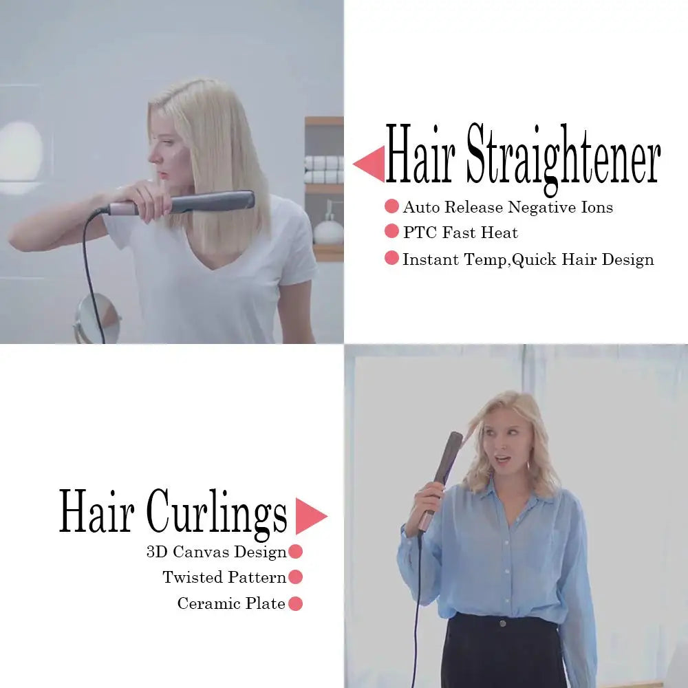 2-in-1 Luxe Hair Styler – Premium Curl & Straight Iron