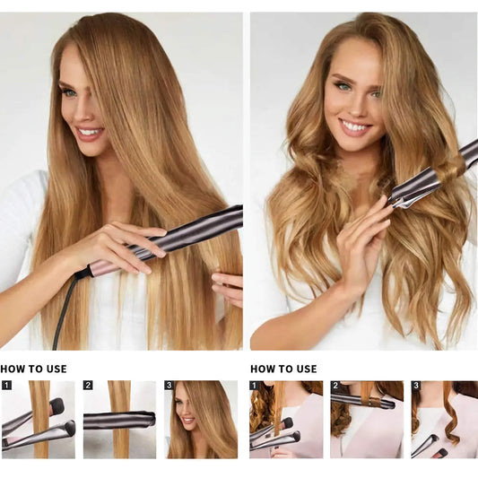 2-in-1 Luxe Hair Styler – Premium Curl & Straight Iron