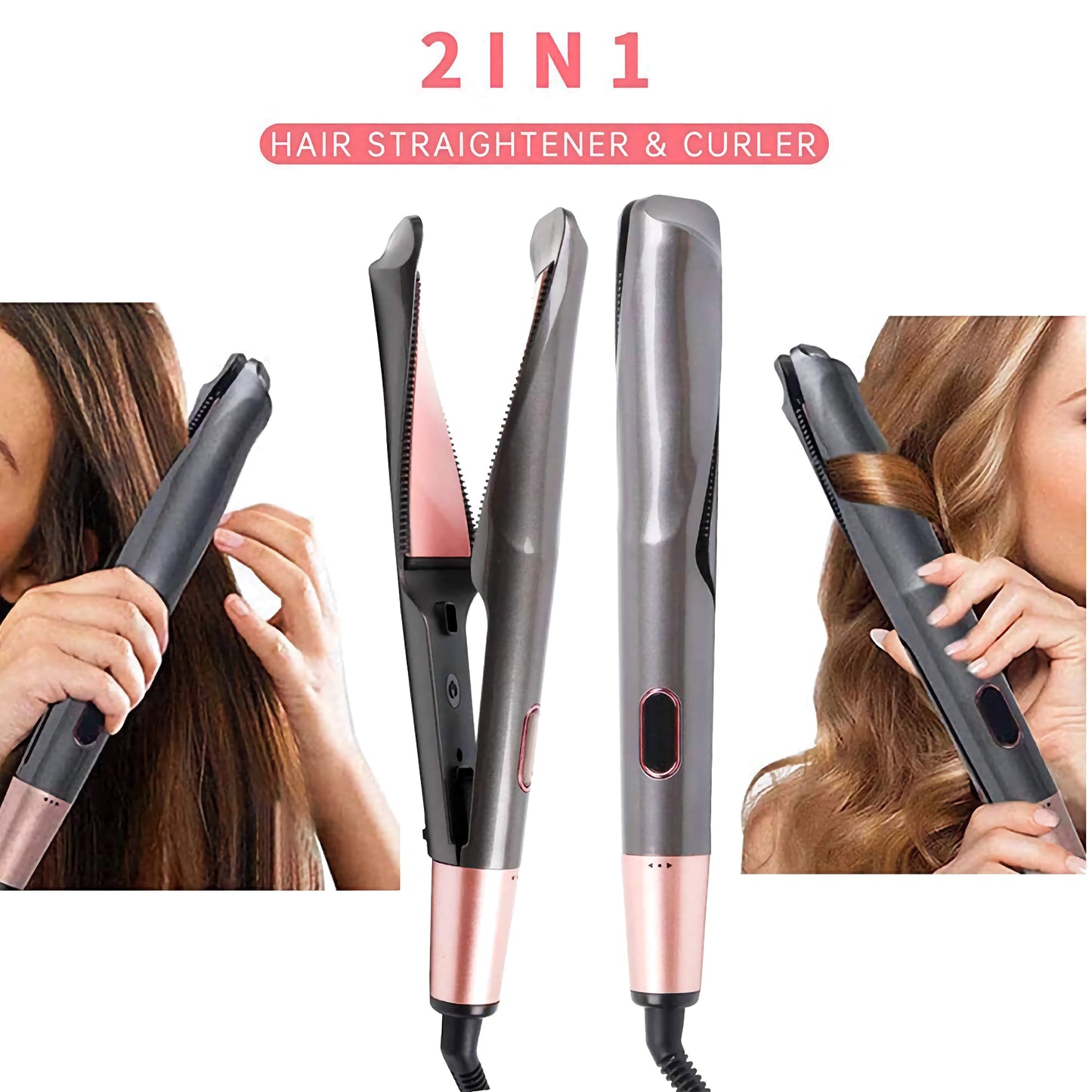 2-in-1 Luxe Hair Styler – Premium Curl & Straight Iron